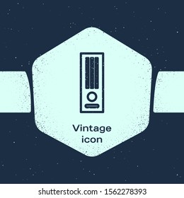 Grunge line Video game console icon isolated on blue background. Monochrome vintage drawing. Vector Illustration