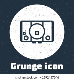 Grunge line Video game console icon isolated on grey background. Monochrome vintage drawing. Vector Illustration