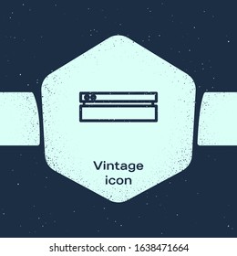 Grunge line Video game console icon isolated on blue background. Monochrome vintage drawing. Vector Illustration
