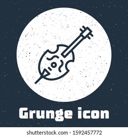Grunge line Violin icon isolated on grey background. Musical instrument. Monochrome vintage drawing. Vector Illustration