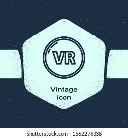Grunge line Virtual reality icon isolated on blue background. Monochrome vintage drawing. Vector Illustration