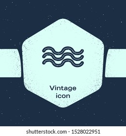 Grunge line Waves icon isolated on blue background. Monochrome vintage drawing. Vector Illustration