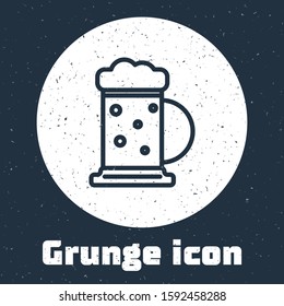 Grunge line Wooden beer mug icon isolated on grey background. Monochrome vintage drawing. Vector Illustration