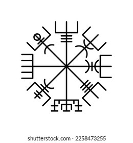 Grunge linear symbol isolated on white background. Old Scandinavian norse sign for viking pattern tattoos and designs