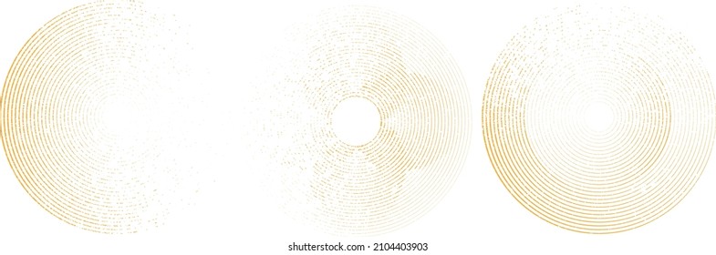 Grunar líneas en forma circular . Ilustración de vectores espirales .Logotipo redondo texturado . Elemento de diseño. Resumen Formas circulares geométricas.Línea radial de grunge giratoria. Círculos concéntricos