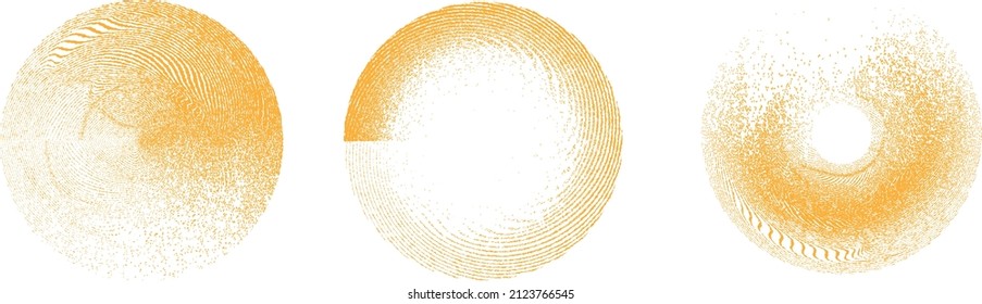 Grunge lines in Circle Form . Spiral Vector Illustration .Textured round Logo . Design element . Abstract Geometric circular shapes .Rotating grunge radial line. Concentric circles