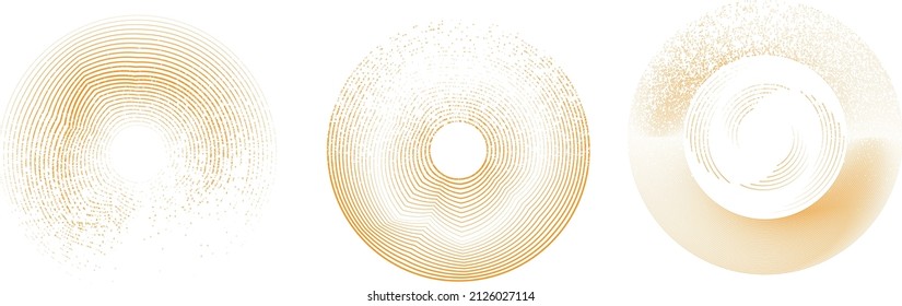 Grunar líneas en forma circular . Ilustración de vectores espirales .Logotipo redondo texturado . Elemento de diseño. Resumen Formas circulares geométricas.Línea radial de grunge giratoria. Círculos concéntricos