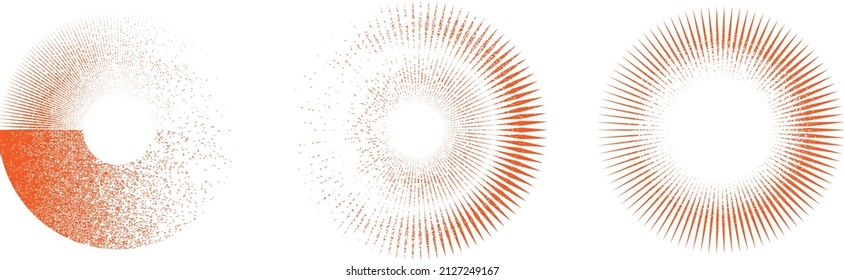 Grunge lines in Circle Form . Spiral Vector Illustration .Textured round Logo . Design element . Abstract Geometric circular shapes .Rotating grunge radial line. Concentric circles