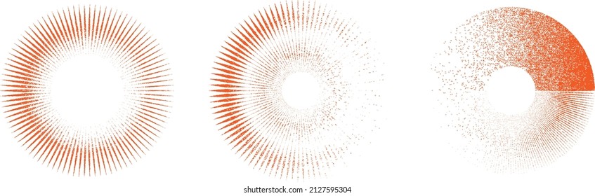 Grunge lines in Circle Form . Spiral Vector Illustration .Textured round Logo . Design element . Abstract Geometric circular shapes .Rotating grunge radial line. Concentric circles