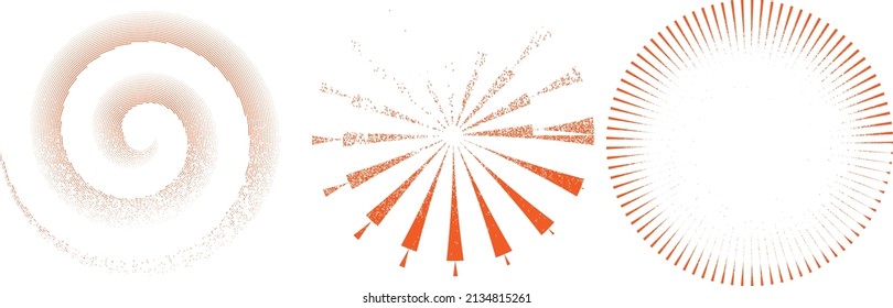 Grunge Linien in Circle Form . Spiral-Vektorgrafik .Texturrundes Logo . Design-Element. Abstrakte geometrische Rundformen .Rotationsteiler-Radiallinie. Konzentrierte Kreise