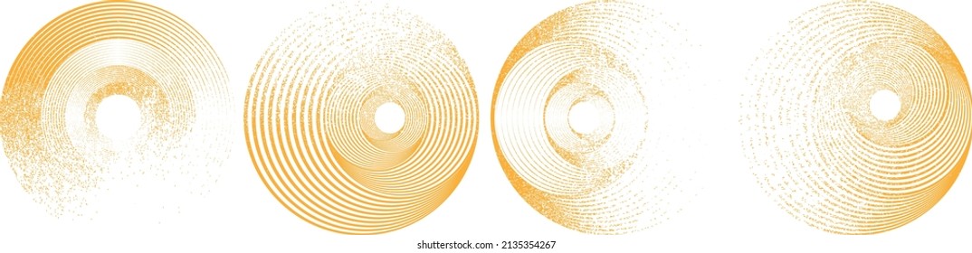 Grunge lines in Circle Form . Spiral Vector Illustration .Textured round Logo . Design element . Abstract Geometric circular shapes .Rotating grunge radial line. Concentric circles
