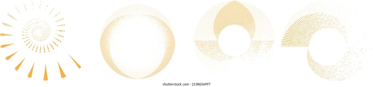 Grunge lines in Circle Form . Spiral Vector Illustration .Textured round Logo . Design element . Abstract Geometric circular shapes .Rotating grunge radial line. Concentric circles