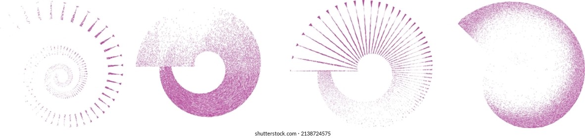 Grunge Linien in Circle Form . Spiral-Vektorgrafik .Texturrundes Logo . Design-Element. Abstrakte geometrische Rundformen .Rotationsteiler-Radiallinie. Konzentrierte Kreise