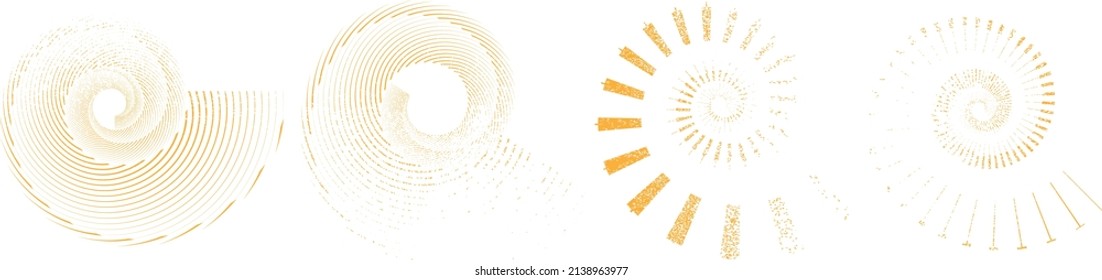 Grunge lines in Circle Form . Spiral Vector Illustration .Textured round Logo . Design element . Abstract Geometric circular shapes .Rotating grunge radial line. Concentric circles