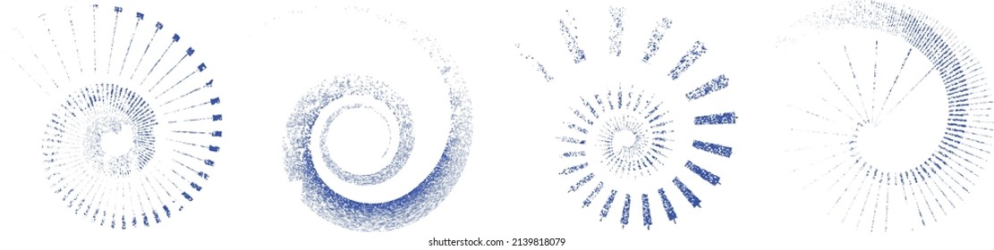 Grunge lines in Circle Form . Spiral Vector Illustration .Textured round Logo . Design element . Abstract Geometric circular shapes .Rotating grunge radial line. Concentric circles