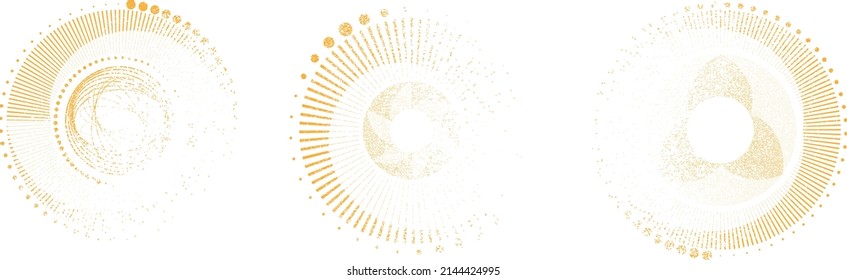 Grunge lines in Circle Form . Spiral Vector Illustration .Textured round Logo . Design element . Abstract Geometric circular shapes .Rotating grunge radial line. Concentric circles