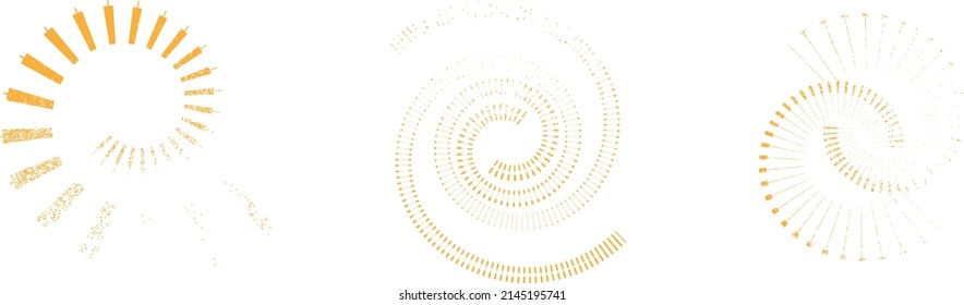 Grunge lines in Circle Form . Spiral Vector Illustration .Textured round Logo . Design element . Abstract Geometric circular shapes .Rotating grunge radial line. Concentric circles