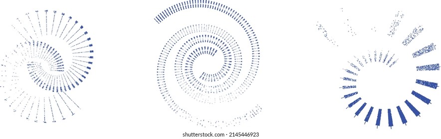 Grunge lines in Circle Form . Spiral Vector Illustration .Textured round Logo . Design element . Abstract Geometric circular shapes .Rotating grunge radial line. Concentric circles