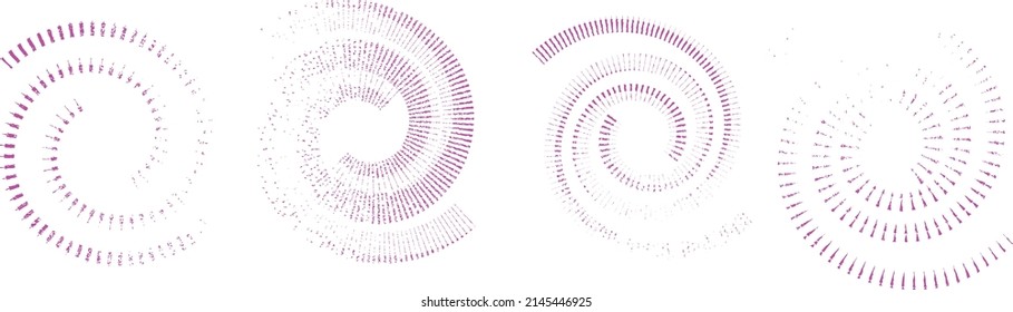 Grunge lines in Circle Form . Spiral Vector Illustration .Textured round Logo . Design element . Abstract Geometric circular shapes .Rotating grunge radial line. Concentric circles