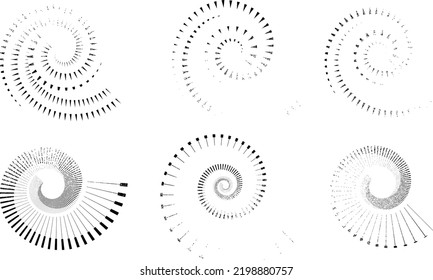 Grunge lines in Circle Form . Spiral Vector Illustration .Textured round Logo . Design element . Abstract Geometric circular shapes .Rotating grunge radial line. Concentric circles