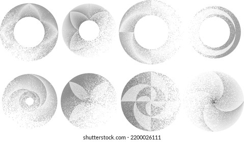Grunge lines in Circle Form . Spiral Vector Illustration .Textured round Logo . Design element . Abstract Geometric circular shapes .Rotating grunge radial line. Concentric circles