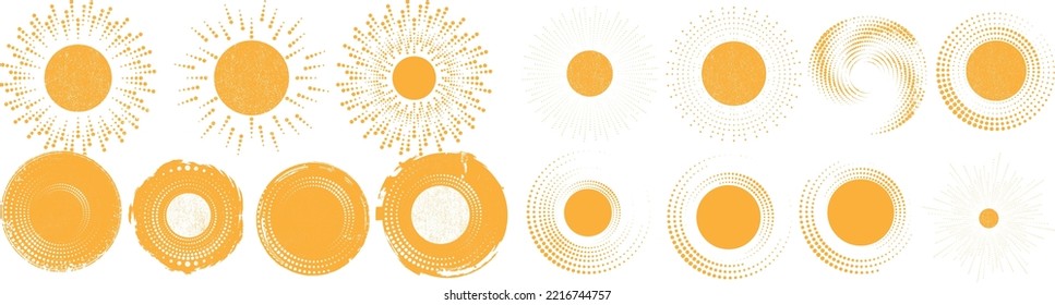Grunge lines in Circle Form . Spiral Vector Illustration .Textured round Logo . Design element . Abstract Geometric circular shapes .Rotating grunge radial line. Concentric circles