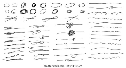 Grunge lines. Hand drawn. Lines for emphasizing, highlighting.
