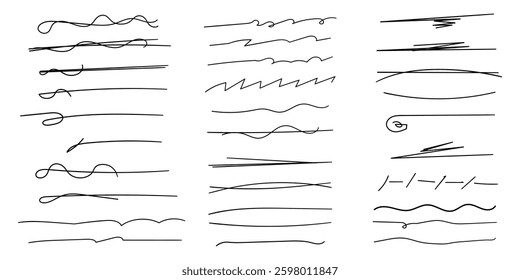 Grunge lines. Hand drawn. Lines for emphasizing, highlighting.
