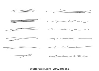  Grunge lines. Hand drawn. Lines for emphasizing, highlighting.