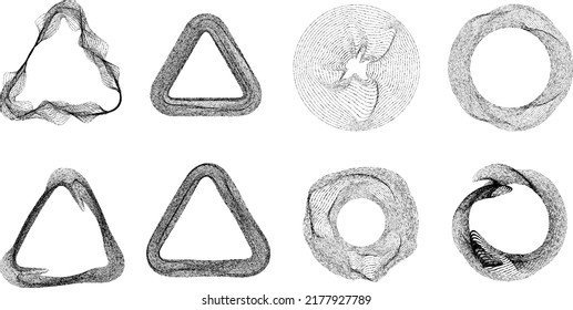 Grunge lines with rough edges  in Circle Form . Spiral Vector Illustration .Textured round Logo . Design element . Abstract Geometric circular shapes .Rotating grunge radial line. Concentric circles