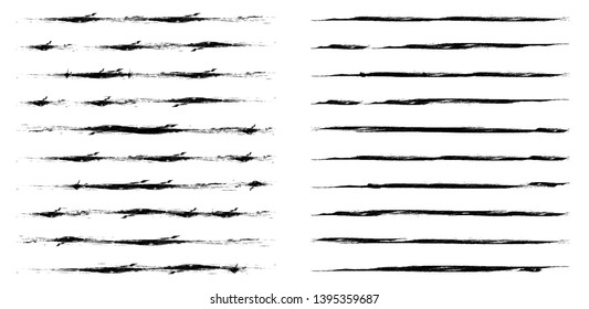 Grunge lines . Vector brush Stroke . Distressed banner . Black stripes isolated. paintbrush collection . Modern Textured shape . Dry border in Black . 