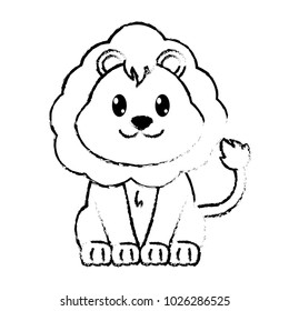 grunge lion cute wild animal character