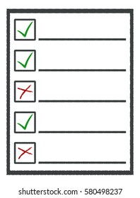 Grunge list with check marks.