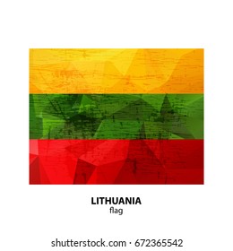 Grunge Lithuania flag isolated on white background. Design element for flyers or banners.