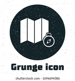 Grunge Location of the forest on a map icon isolated on white background. Monochrome vintage drawing. Vector Illustration