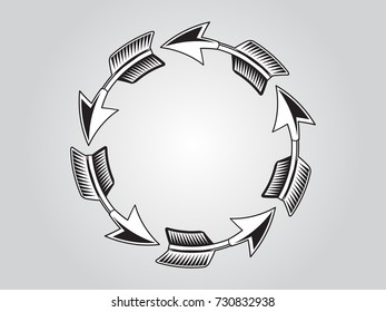 Grunge Logo Icon. Circular Arrow Design Template. Vector Illustration.

