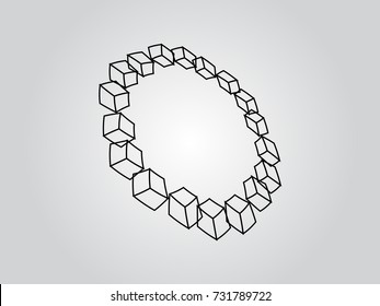 Grunge Logo Icon. Circular Arrow Design Template. Vector Illustration.
