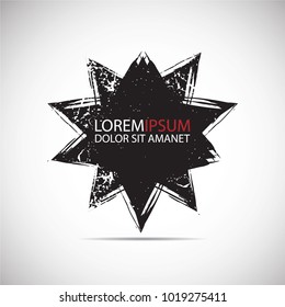 Grunge Logo Ribbon. Modern Shape Stamps Collection,Grunge Circles. Can be used as Banners, Insignias , Logos, Icons, Labels or Badges. Isolated Star blank shape with dirty, distressed Texture.