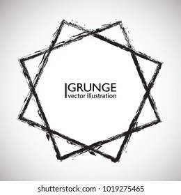 Grunge Logo Ribbon. Modern Shape Stamps Collection,Grunge Circles. Can be used as Banners, Insignias , Logos, Icons, Labels or Badges. Isolated Star blank shape with dirty, distressed Texture.