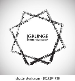 Grunge Logo Ribbon. Modern Shape Stamps Collection,Grunge Circles. Can be used as Banners, Insignias , Logos, Icons, Labels or Badges. Isolated Star blank shapes with distressed scratched Texture.