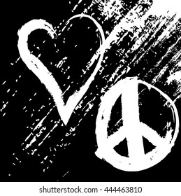 grunge love peace, vector design element