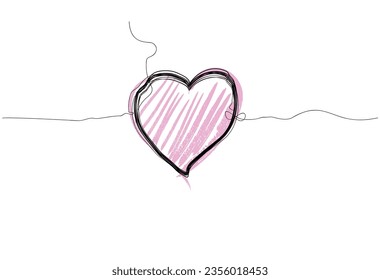 grunge love Vector illustration. Hand-drawn heart, Ink brush painted red heart. Scribble hearts hand drawn with thin line,  for Valentine's day