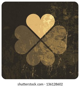 Grunge lucky clover leaf. Vector
