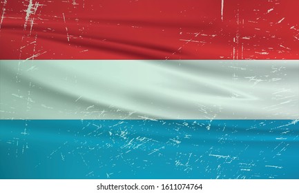 Grunge Luxembourg flag. Luxembourg flag with waving grunge texture. Vector background.