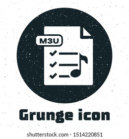 Grunge M3U file document. Download m3u button icon isolated on white background. M3U file symbol.  Vector Illustration
