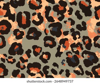 Grunge Macro Elements Jaguar Animal Skin Furry Vetor Art Mão desenhada, Leopardo, Cheetah Skin Formas abstratas, cores vivas brilhantes, moda adequada para impressão na superfície em todo o padrão de impressão sem emenda 