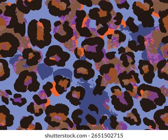 Grunge Macro Elements Jaguar Animal Skin Furry Vetor Art Mão desenhada, Leopardo, Cheetah Skin Formas abstratas, cores vivas brilhantes, moda adequada para impressão na superfície em todo o padrão de impressão sem emenda 