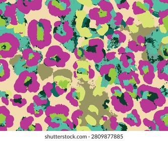 Grunge Macro Elements Jaguar Animal Skin Furry Vector Art Hand drawn, Leopard, Cheetah Skin Abstract shapes, vivid bright colors, trendy suitable for print on surface all over print seamless pattern 
