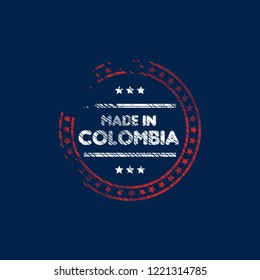 grunge made in colombia emblem, label, badge,seal. vintage stamp.package label. vector illustration