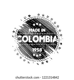 grunge made in colombia emblem, label, badge,seal. vintage stamp.package label. vector illustration